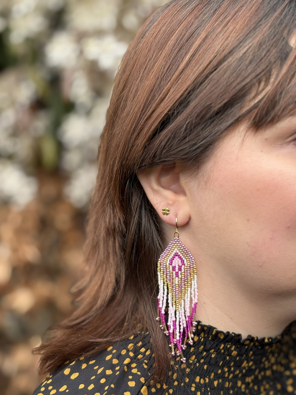 Pink Flamingo Fringe Oorbellen