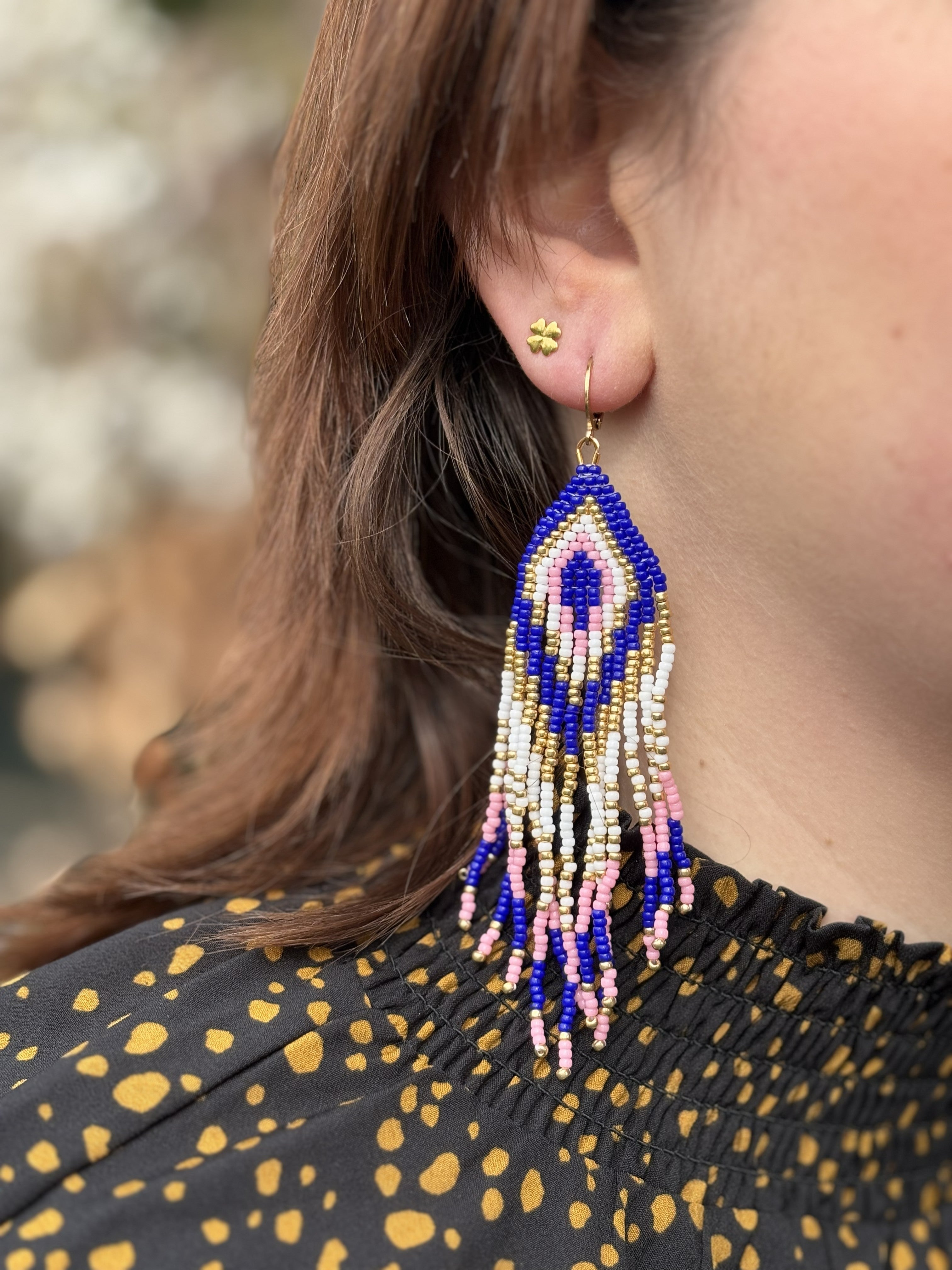 Purple Blaze Fringe Oorbellen