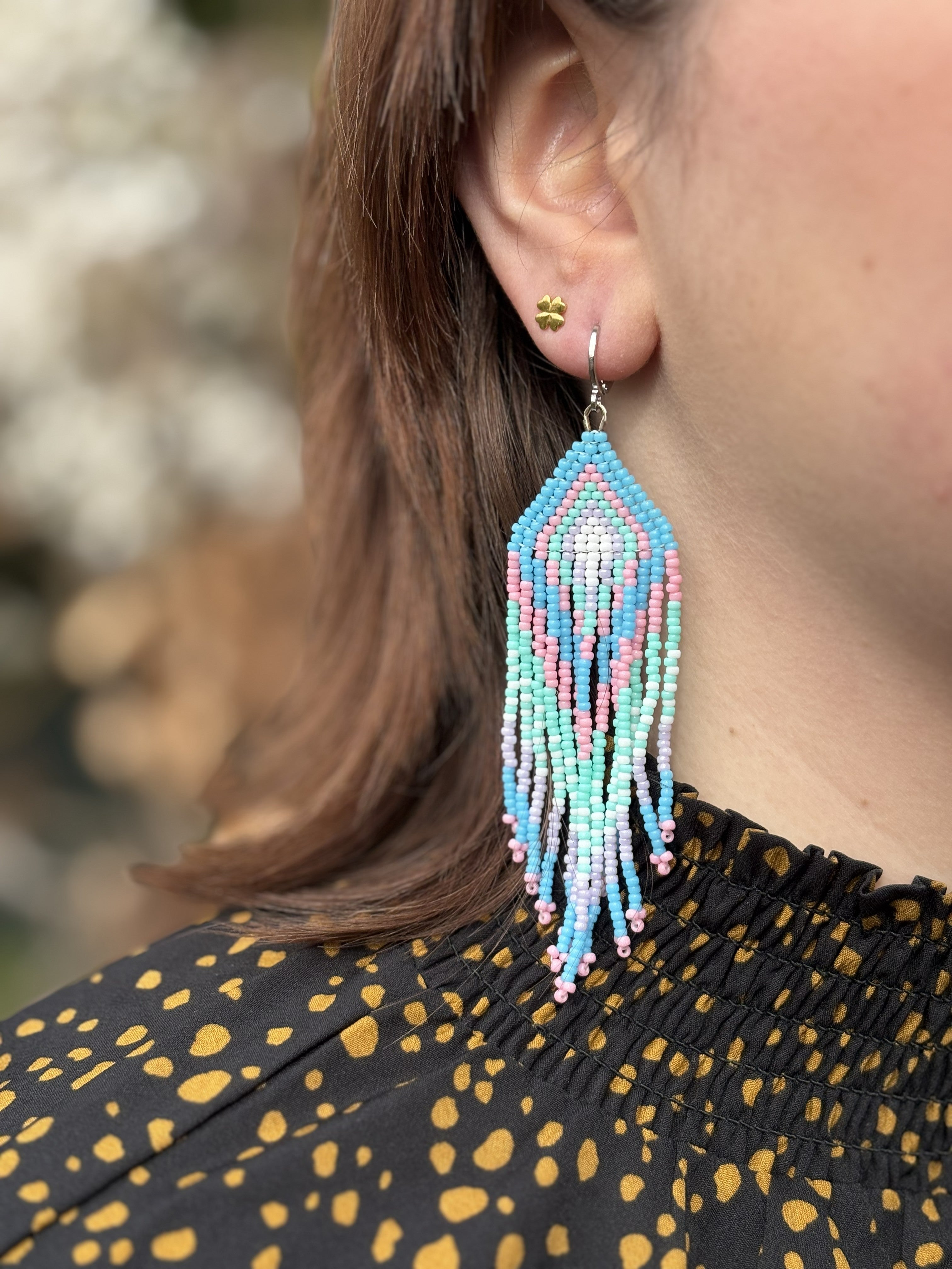 Baby Blue Fringe Oorbellen