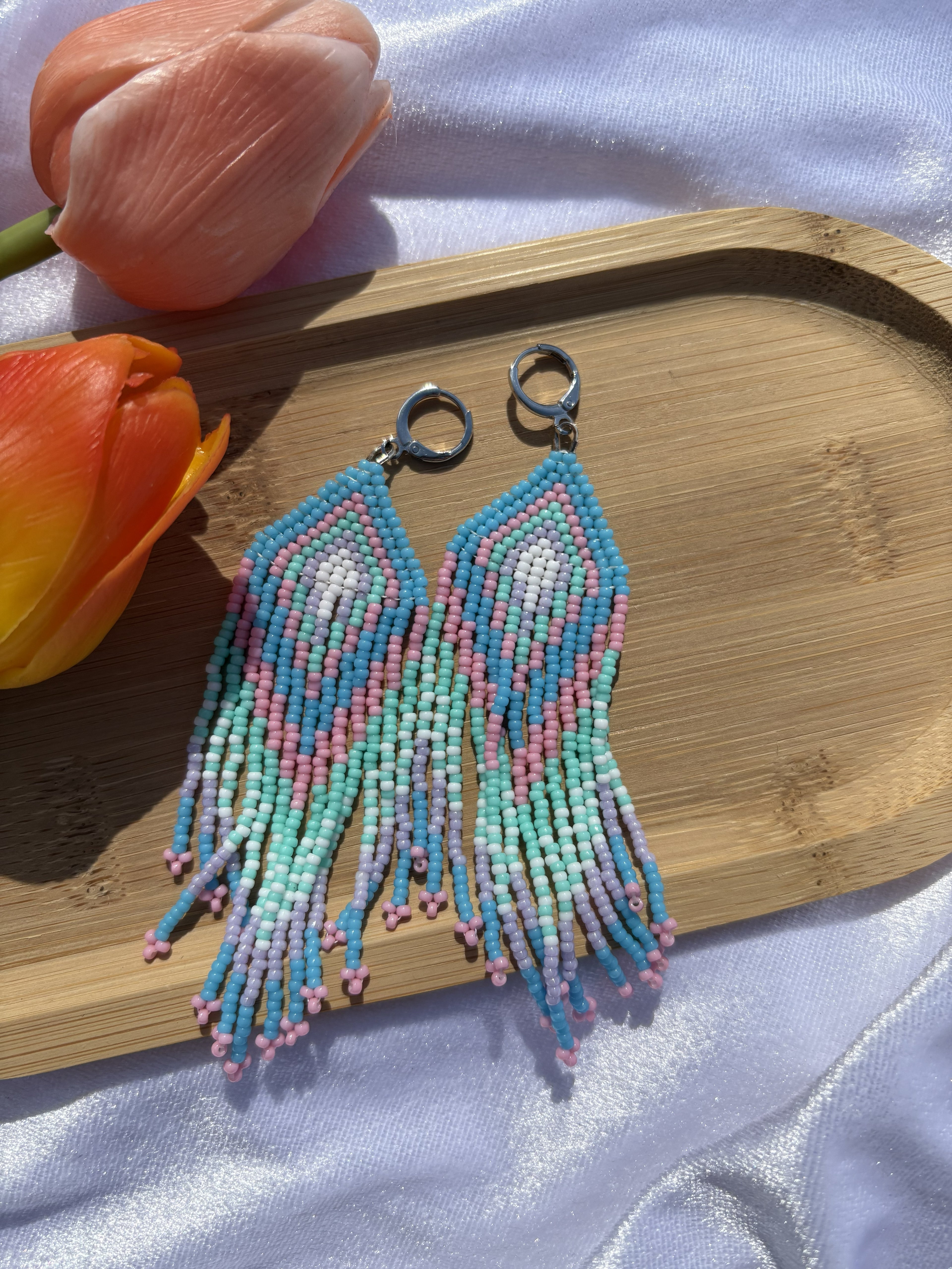 Baby Blue Fringe Oorbellen